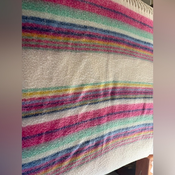 FREE PEOPLE "Skye Stripe" Boho Style Fringe Throw Blanket Wrap Shawl EUC - Picture 4 of 9